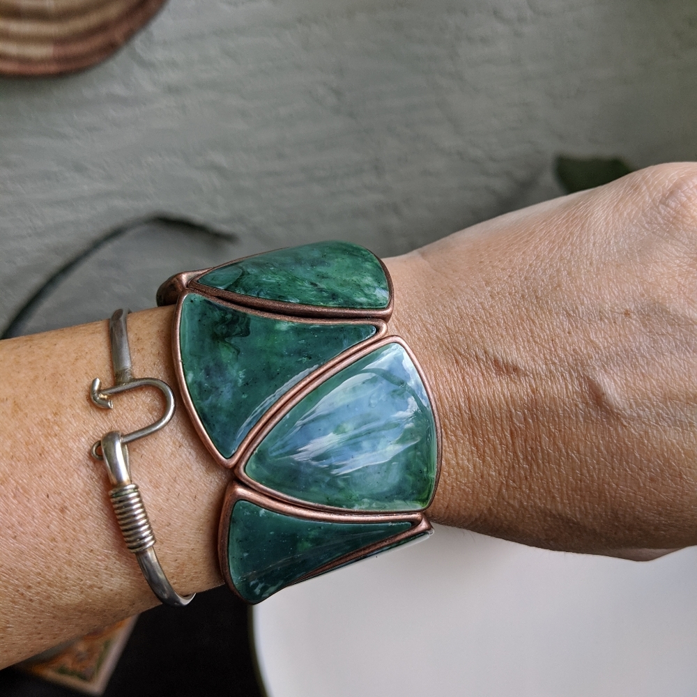 Sue Cox Green Stretch Bracelet Copper Bronze - Picture 10 of 15